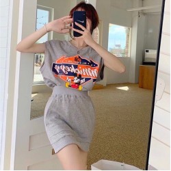 卡通米奇宽松上衣+休闲显瘦半身裙两件套